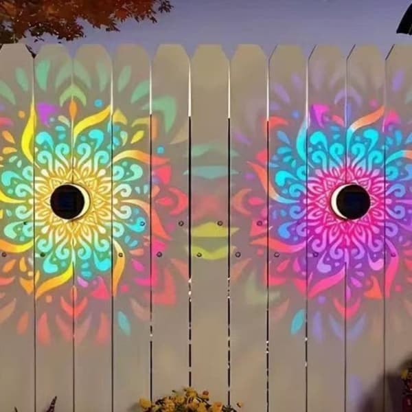 4 stk. dekorativt solcelle-mandala-lys, solcelledrevet udendørs dæk changeable 1pc