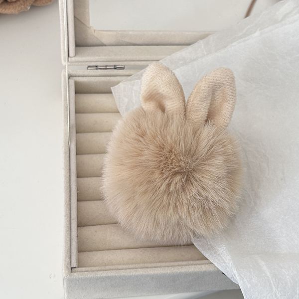 Kawaii Ears Pompom nøkkelring myk fluffy pels Nøkkelringveske P Gray