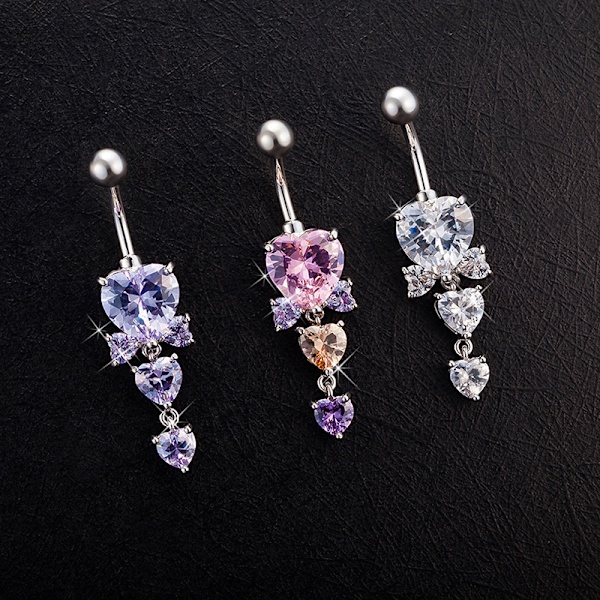 Söt kristall hjärtformad zirkonbåge Belly Button Ring Mode Purple