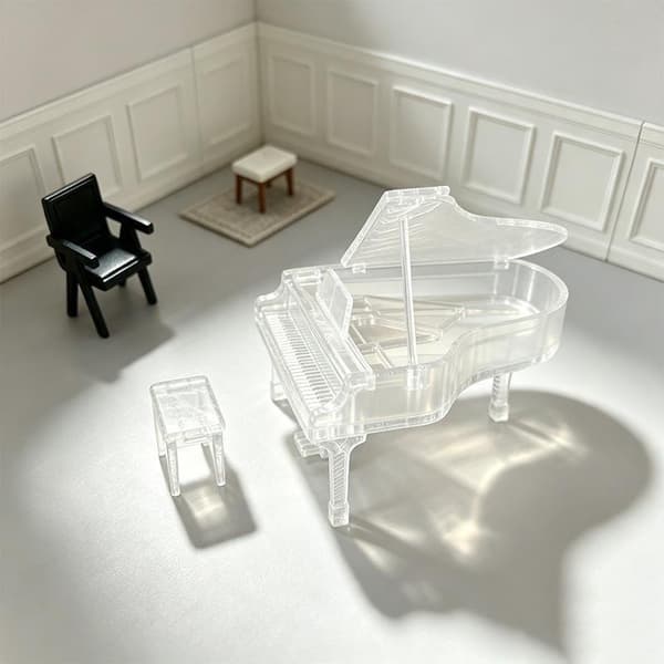 Miniatyr Transparent Pianostol Kit Prydnad 1/12 Dockhus S