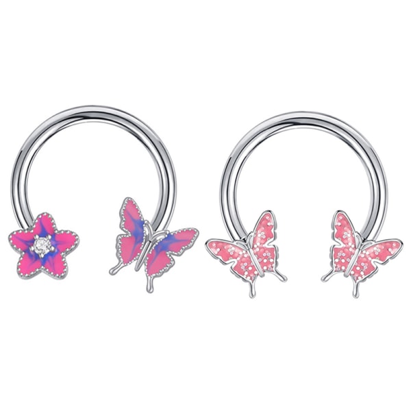 Butterfly Horseshoe Nose Rings Örhängen Septum Ring A2