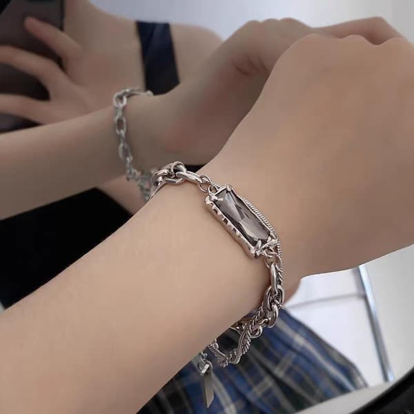 Trend Sort Zirkon Titanium Stål Armbånd Til Mænd Kvinder Geomet A1
