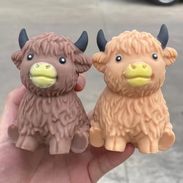 Skotsk höglandsko Squishy Långsam Återhämtning Stresslindrande Fidgetleksak Dark brown
