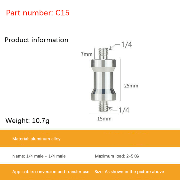 Konverteringsskruv 1/4 till 3/8 skruv Blixtstativ Stativskruvadap D