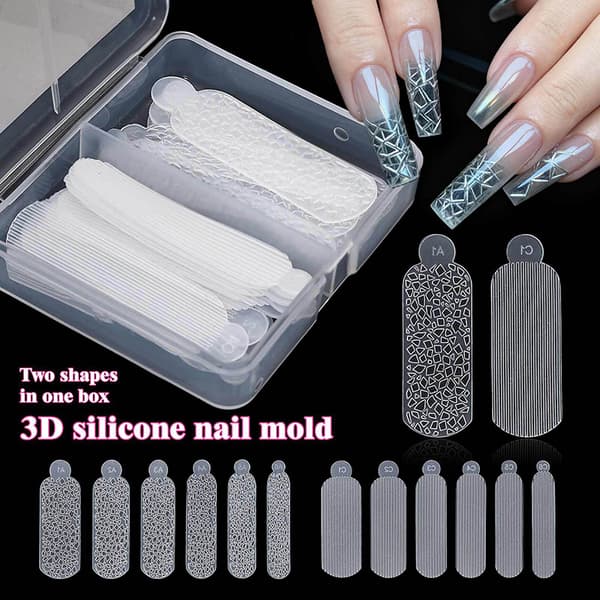 24 stk. silikone neglekunstskabelon til at skabe 3D P A3