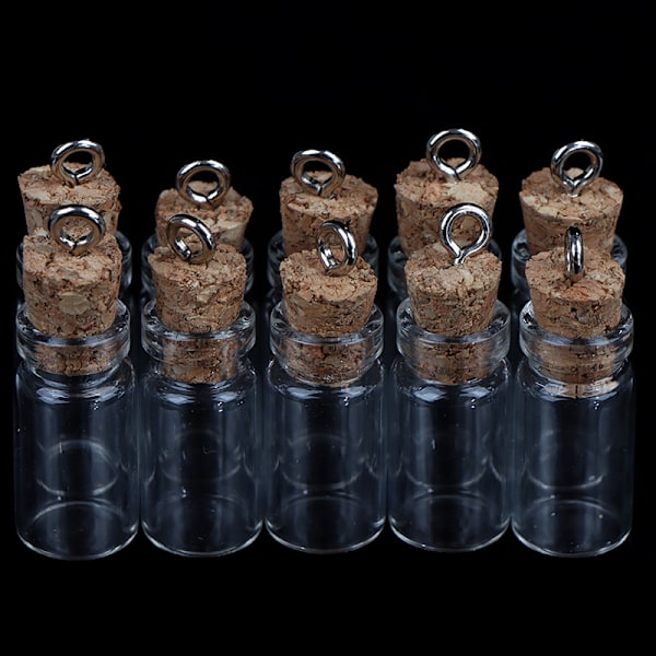 10 st Mini Glasflaskor Små Vials Kork Glasburkar Multi Användning