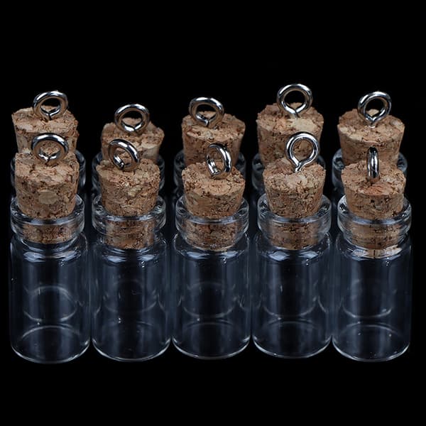 10 stk. Mini glasflasker små hætteglas kork glas krukker multi usag