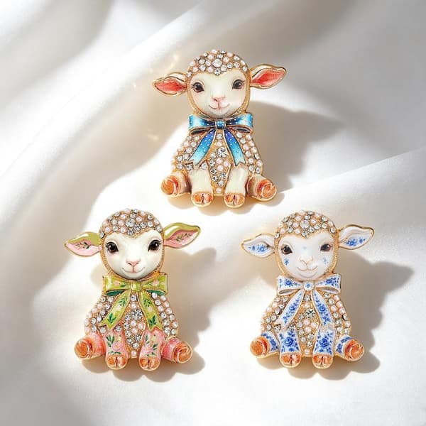 1 stk. e Toy-design Sau Brosjer Rhinestone Geiteåret An A3