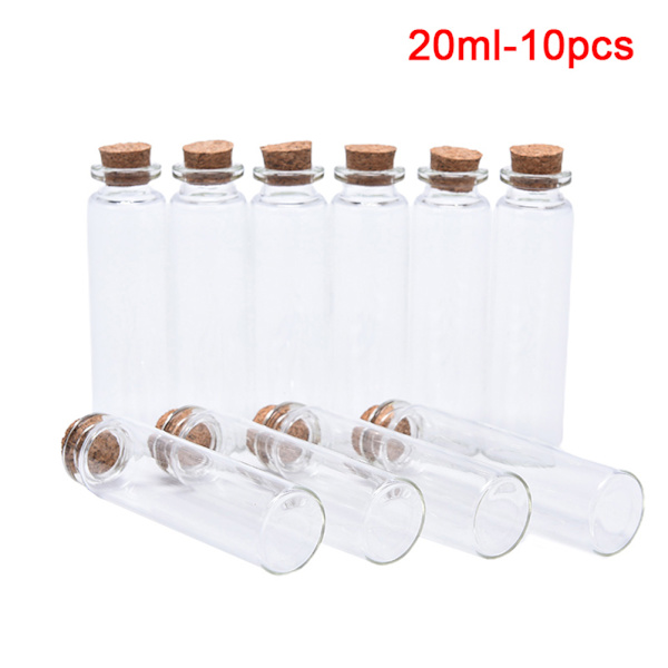 10 st Mini glasflaskor med korkpropp genomskinlig flaska 20ml-10pcs