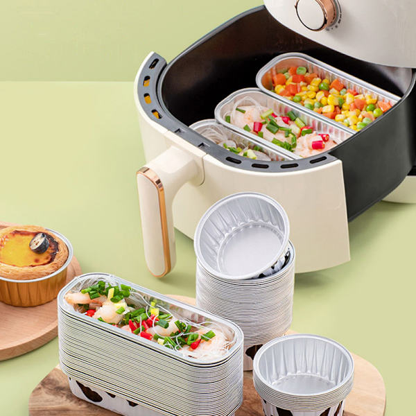 10 stk Gjenbrukbare runde aluminiumsfolie tinnkopp puddingkakeformer B B