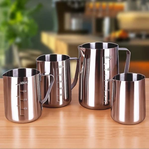 500/700/1000 ml Målebeger i rustfritt stål med graderinger Silver B