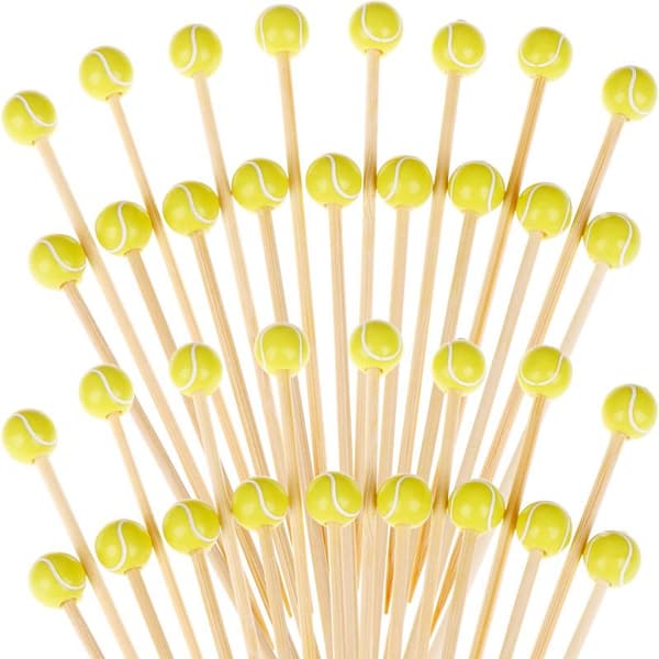 100 st engångs bambufruktspett med säkra tecknade mönster A 100PCS