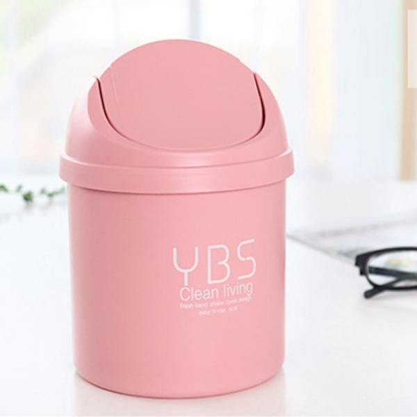 Skrivbordsminihink, liten papperskorg, hushåll med fack, skrivbord Pink L