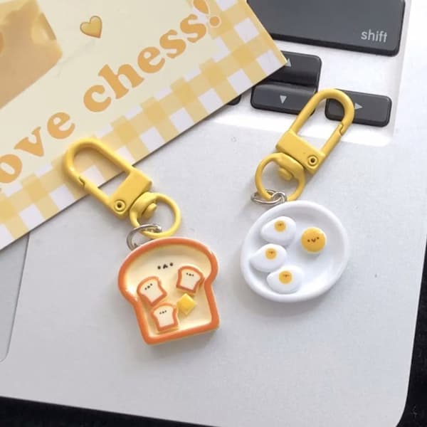 e Morgenmad Tallerken Pendant Sjov Simulering Play Keychain Creativ A2