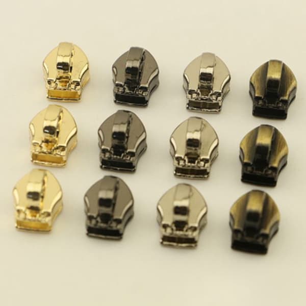 10 st 5# metall blixtlås Head Pull Slider Zip Bagage plagg DIY Gold