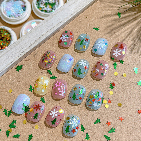 Julepynt Tips Snøfnugg Neglepaljetter Neglekunst Glitter A11