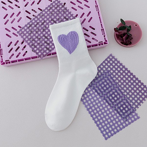 Muoti violetti väri puuvillainen urheilusukat naisille Sweet LoveHe H