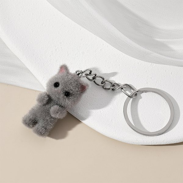 Flocking Kitten Bear nøkkelring Resin Cat Phone Pendant Bear Keyr A5