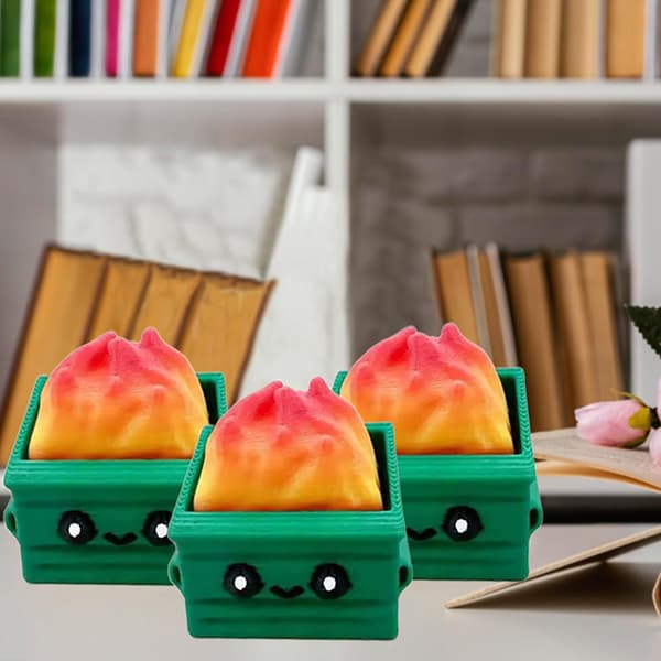 Dumpster Fire Clickie Fidget Emosjonell Støtte Kontorpultdekorasjon A1