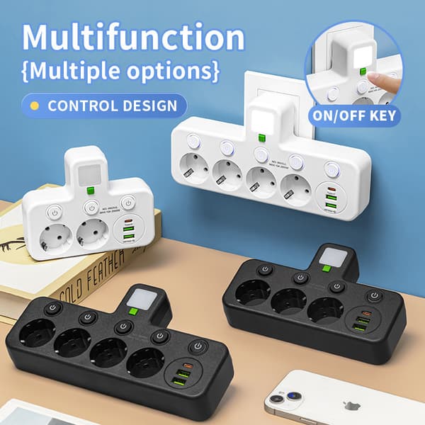 EU-stikudtag 4 stikdåser Multitap vægstikdåse elektrisk S 2
