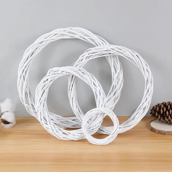 Bryllups Rattan Ring Krans Vikket Vine Girland Hængende Fest Cr White 25cm