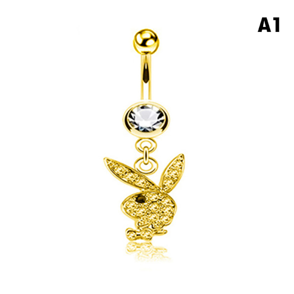 1 PC Bunny Dangle Belly Ring Asfaltert CZ Gems kirurgisk stål A1