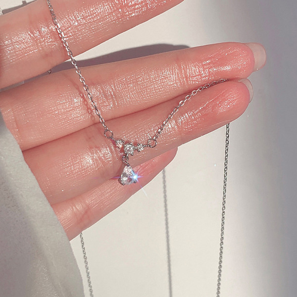 Ny mote sirkon halskjede Crystal Water Drop anheng halskjede