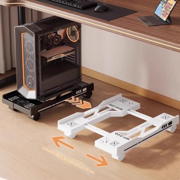 Justerbar CPU-stativ Brakett PC-holder Vogn Datamaskin Tårn Stativ White