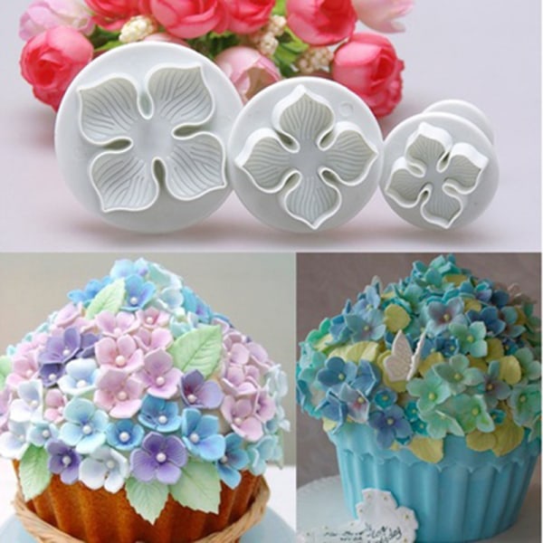 3 stk hortensia fondant kage dekoration sugarcraft stempel ter f