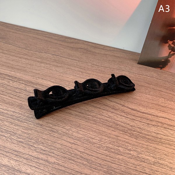 Flocked Bangs Hair Clip Sort Hovedbeklædning Dame e Barrettes Hårgr Black