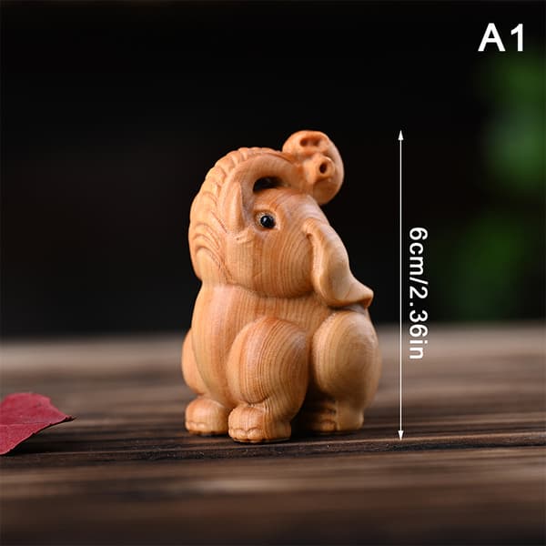 Handsnidade elefantfigurer i trä, elefantstatydekoration A1