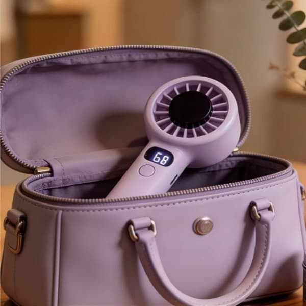 Bærbar Håndholdt Ventilator Med Digitalt Display USB Genopladelig Min White