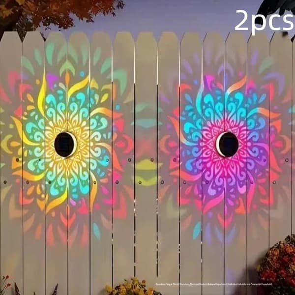 4 stk. dekorativt solcelle-mandala-lys, solcelledrevet udendørs dæk changeable 2pcs