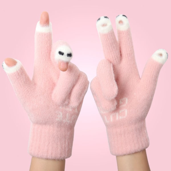 Fullfingerhansker er varmetykke og egnet for menn og kvinner Pink