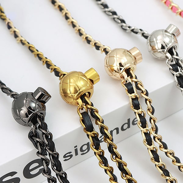 Læderhåndtag Taske Strap Rhombus Bag Bead Ball Chain Justerbar B4
