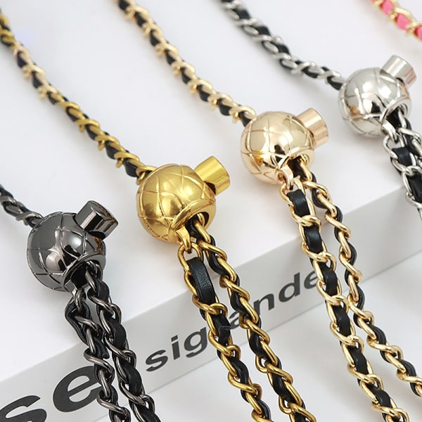 Skinnhåndtak Veske Stropp Rhombus Bag Bead Ball kjede Justerbar B4