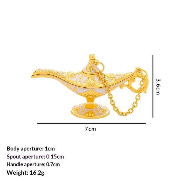 Vintage Ønske Aladdin Gud Lampe Palass Stil Mini Statue Bryllup White