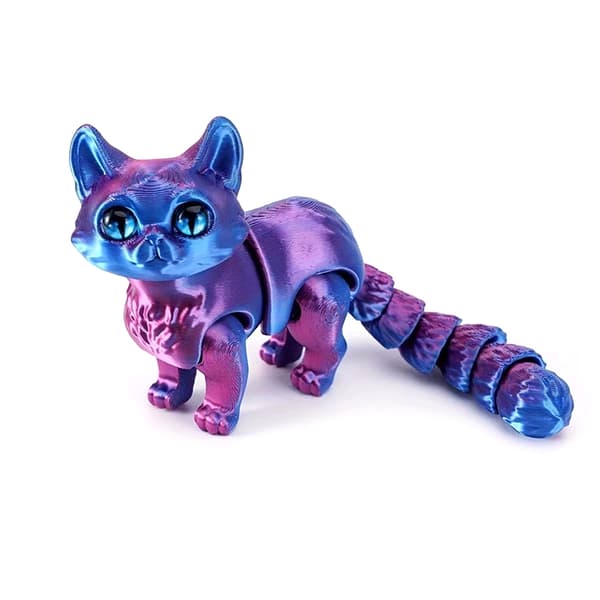 12 cm ledad 3D-printad katt e djurleksaker dekor för Red blue
