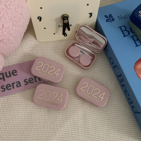 Minimalistisk bärbar kontaktlinslåda Mini Beauty Pupill Storag Pink