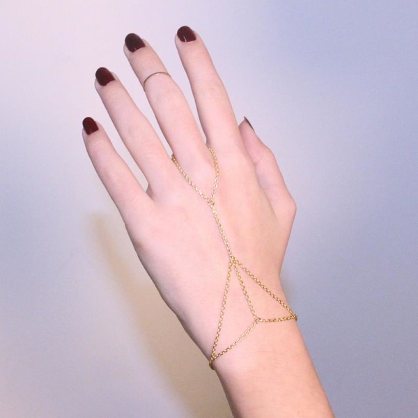 guldton armband armband slav kedja länk sammanvävda finger ri Gold