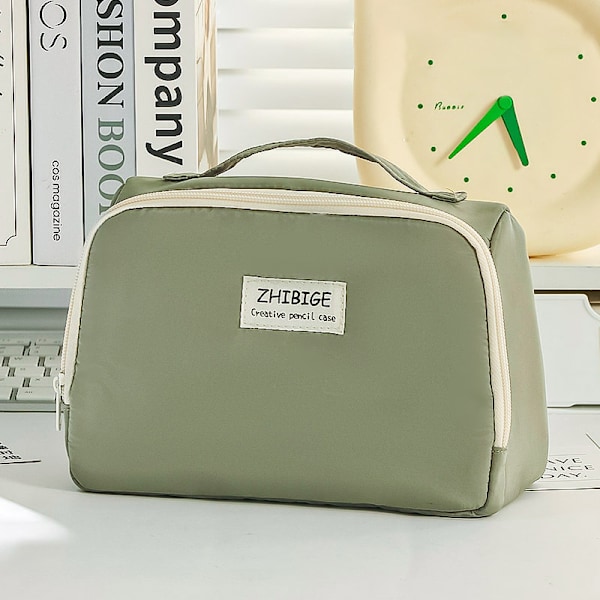 Blyantveske med stor kapasitet Makeup Bags Toalettsaker Organizer Bag Green
