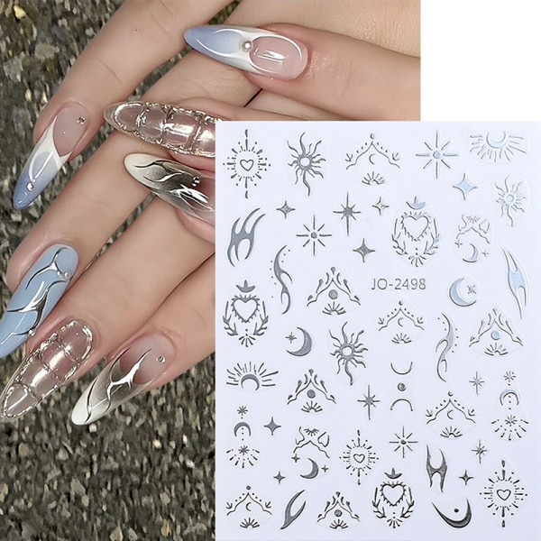 Personlighed Cool Sølv Nail Sticker Enhancement Adhesive Magic 2503