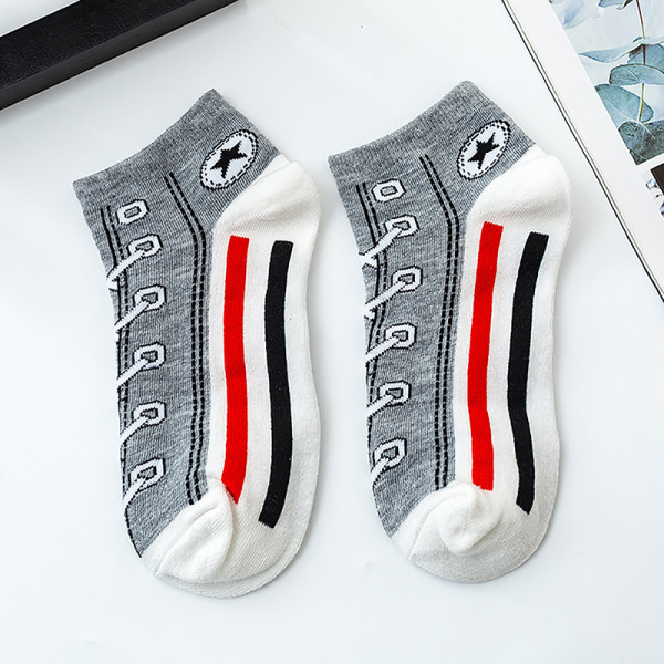 1Par Fashion Funny Harajuku Style Socks Kawaii Shoe Print e Sh Gray