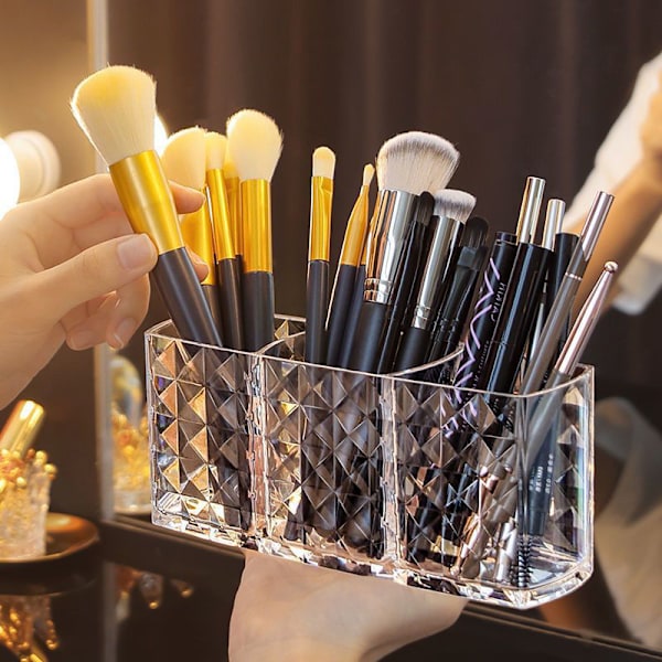 Makeup børste øjenbrynsblyant opbevaringsstativ tre rum Sto Clear