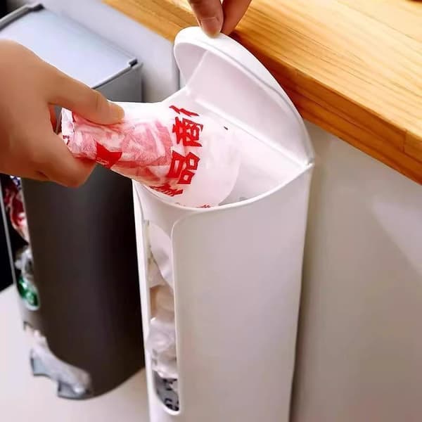 Väggmonterad förvaringsdispenser för plastpåsar, utdragbar matkasse A2