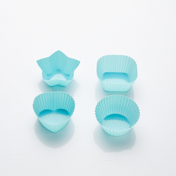 4 Stk/Sæt Mini 4 Styles Form Silikone Muffin Kage Bageforme Sky blue