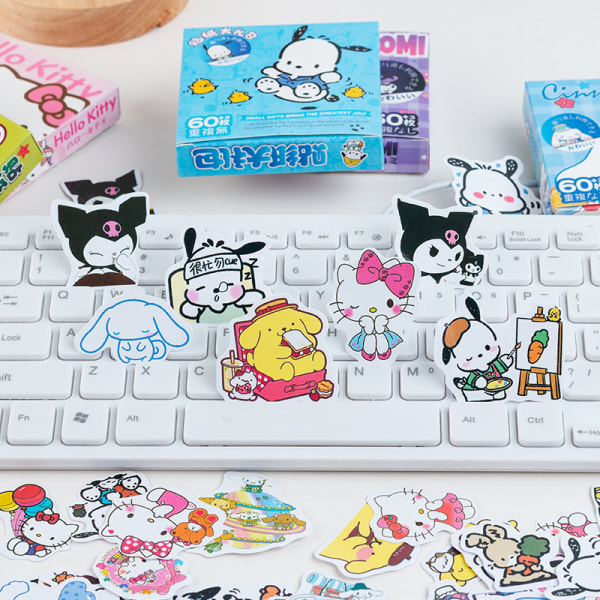 Cinnamoroll Sticker och Kuromi Pompompurin Cartoon Bagage Deskto A5