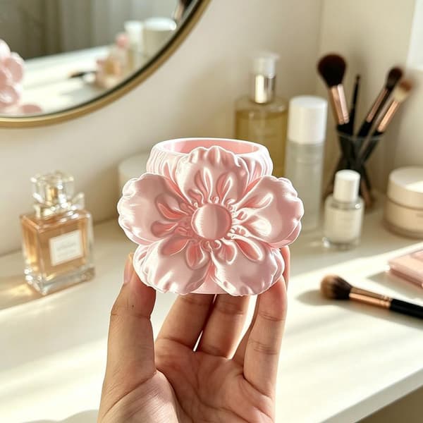 3D-printad sminkborsthållare i sidenblommaform för sminkbord A1