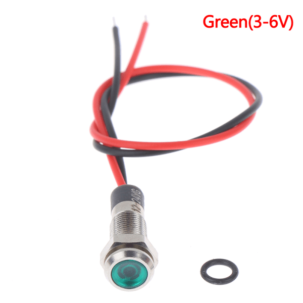 P67 Vanntett 6 mm LED varsellampe i metall 2(Green 3-6V)