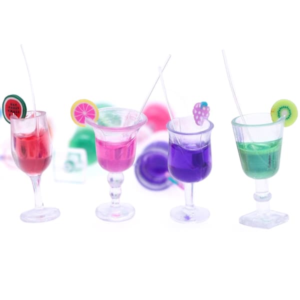 4 kpl 1:6 Dollhouse Miniature Fruit Cocktail Drinks Cup Model Ki